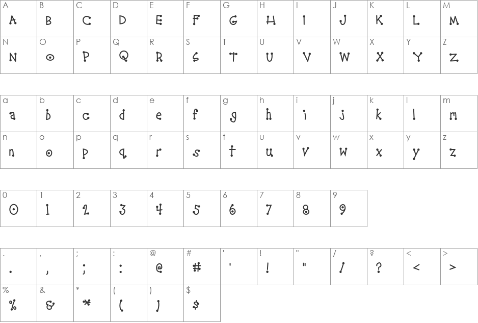 SororityHack font character map preview