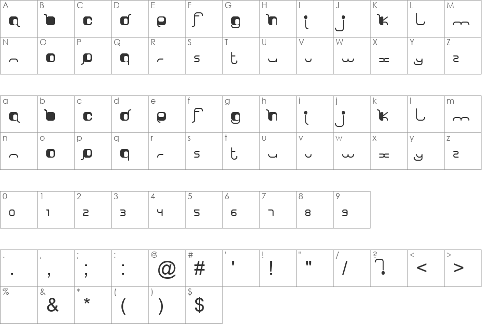 Sorry Luthi font character map preview