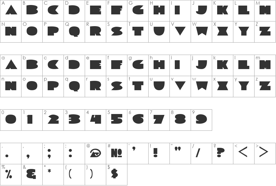 Sorta Deco JL font character map preview