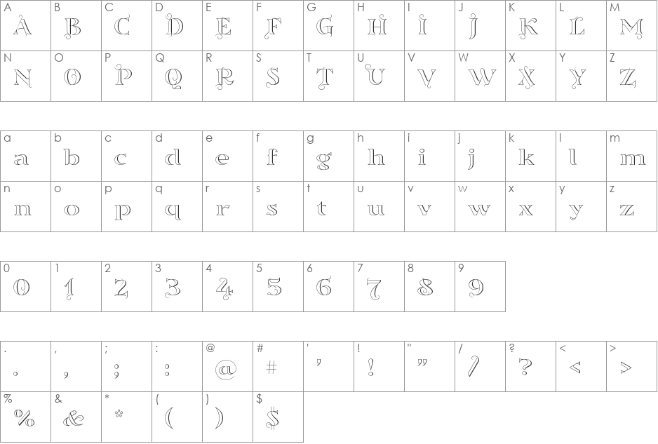 SortefaxS01 font character map preview