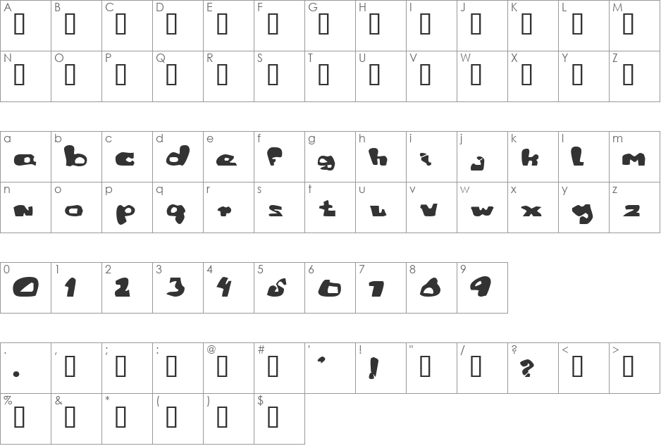 Sorvid font character map preview