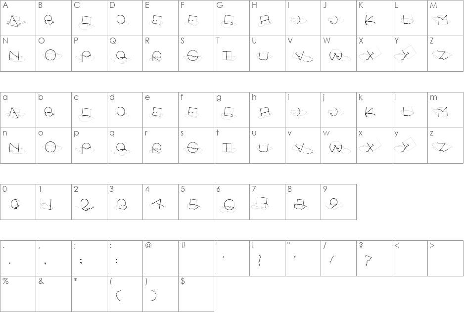 Soul Puddle font character map preview