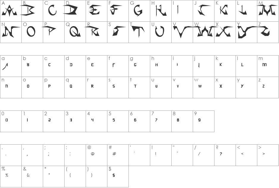 SoulCalibuR font character map preview