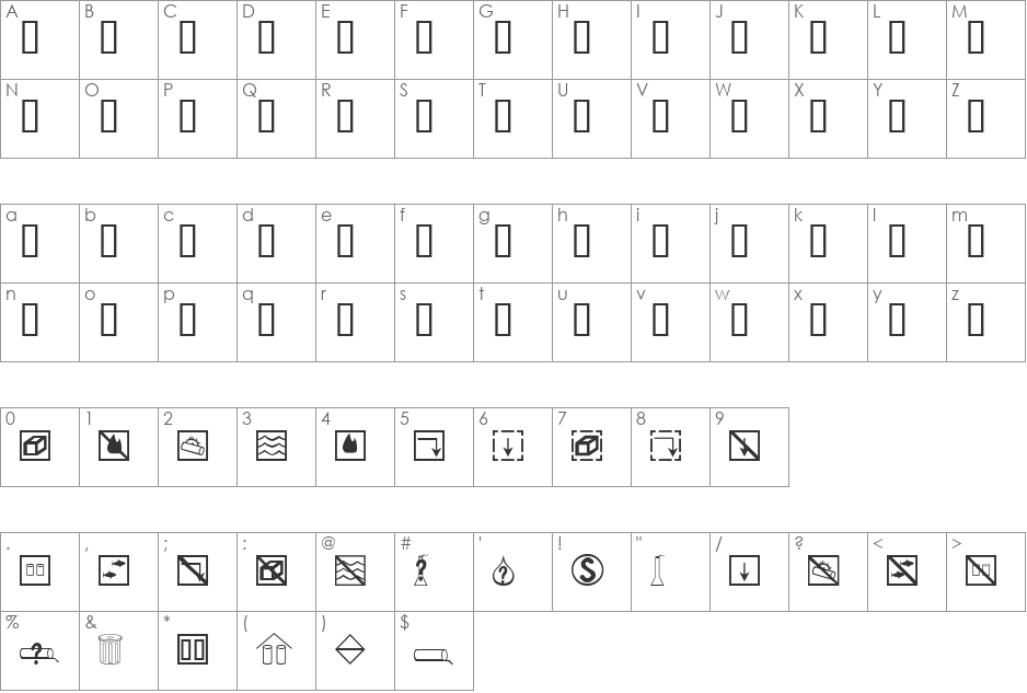 BCMELP EPD Symbols font character map preview