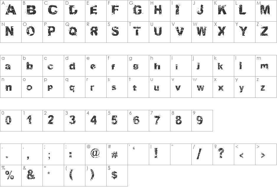 SoulMission font character map preview