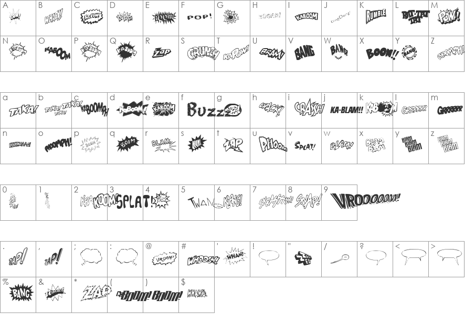 Sound FX font character map preview