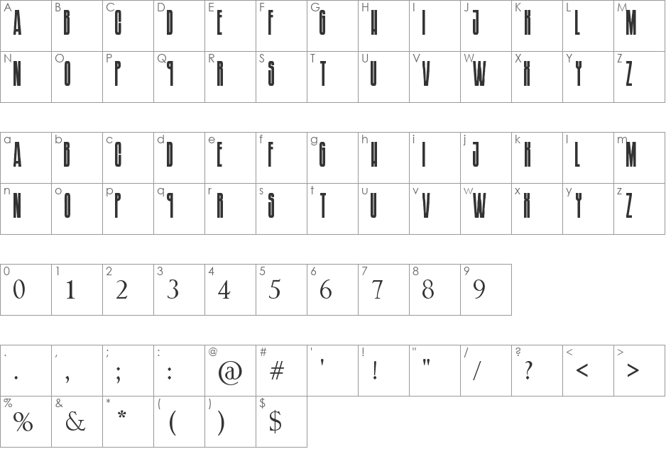 Soundgarnden Badmotorfont font character map preview