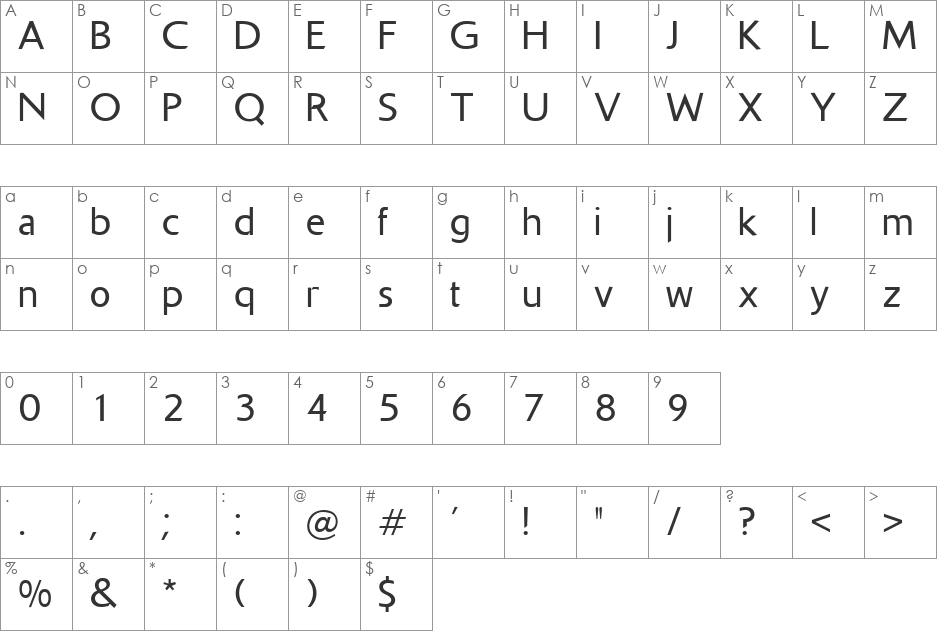 SoundLight font character map preview