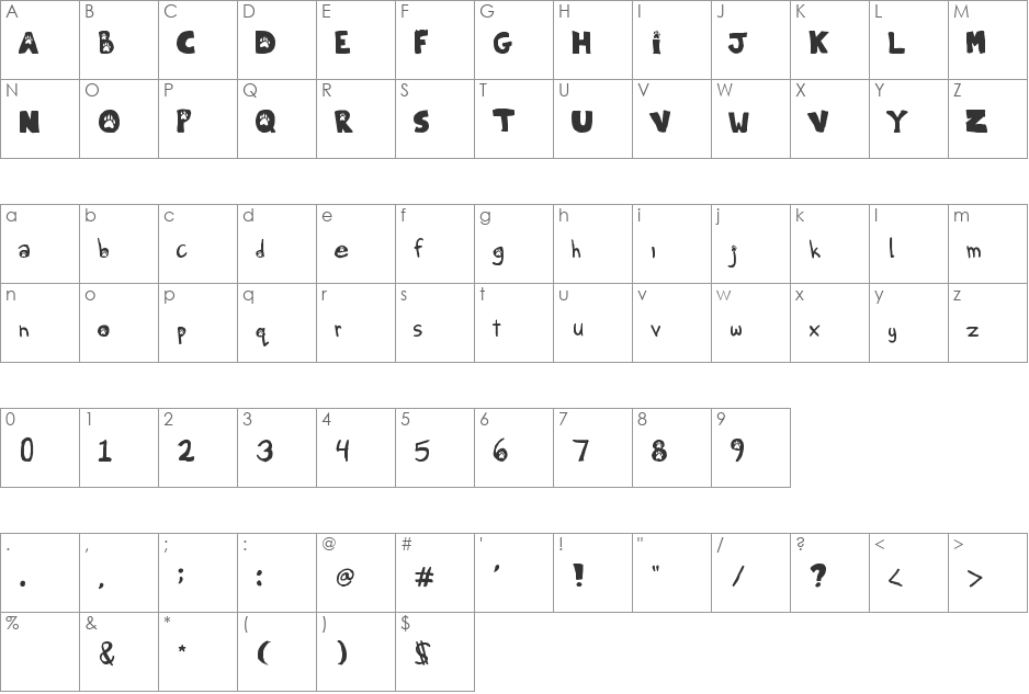 Soundtrack Howl font character map preview