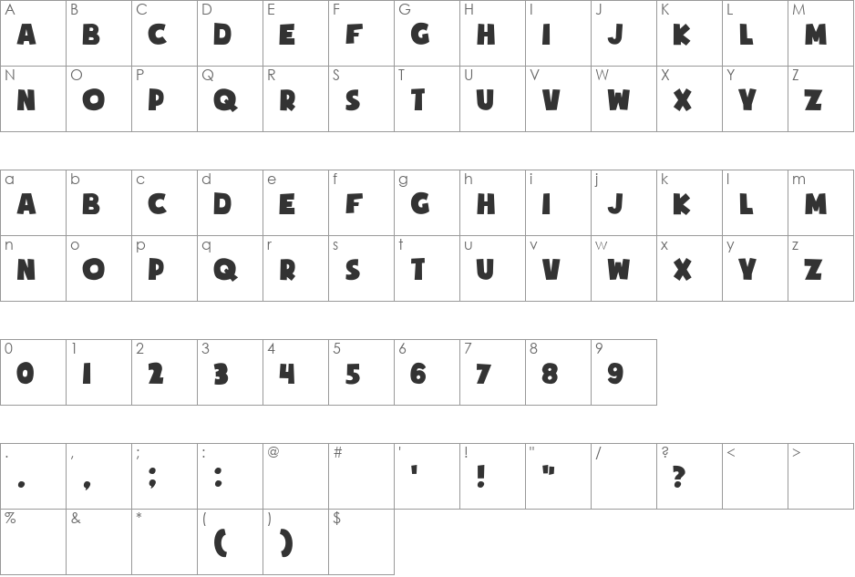 Soup of Justice font character map preview
