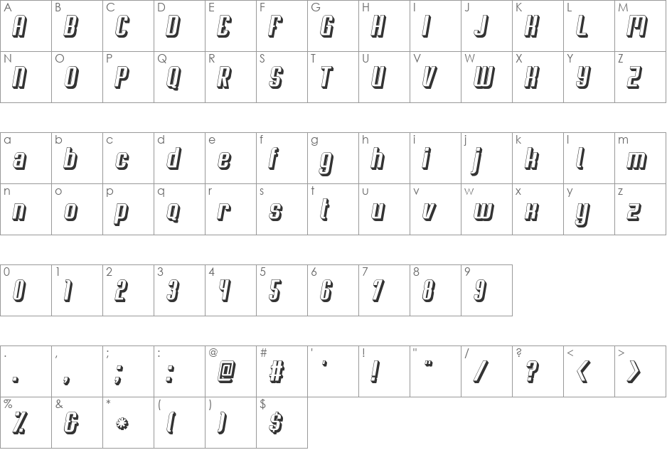 Soupertrouper font character map preview