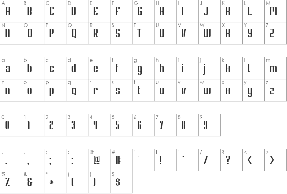 Soupertrouper font character map preview