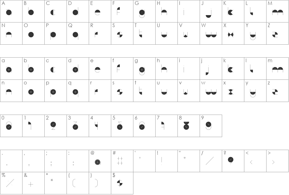 BD Algebra font character map preview