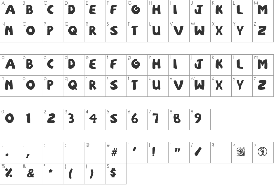 sOuTh Afirkas 2100 font character map preview