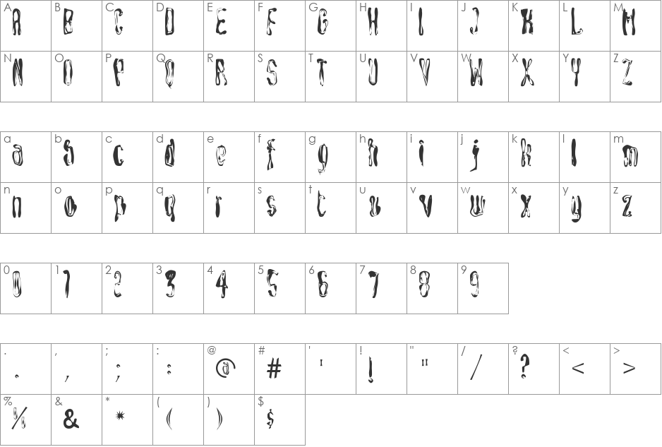 South-Rounded font character map preview