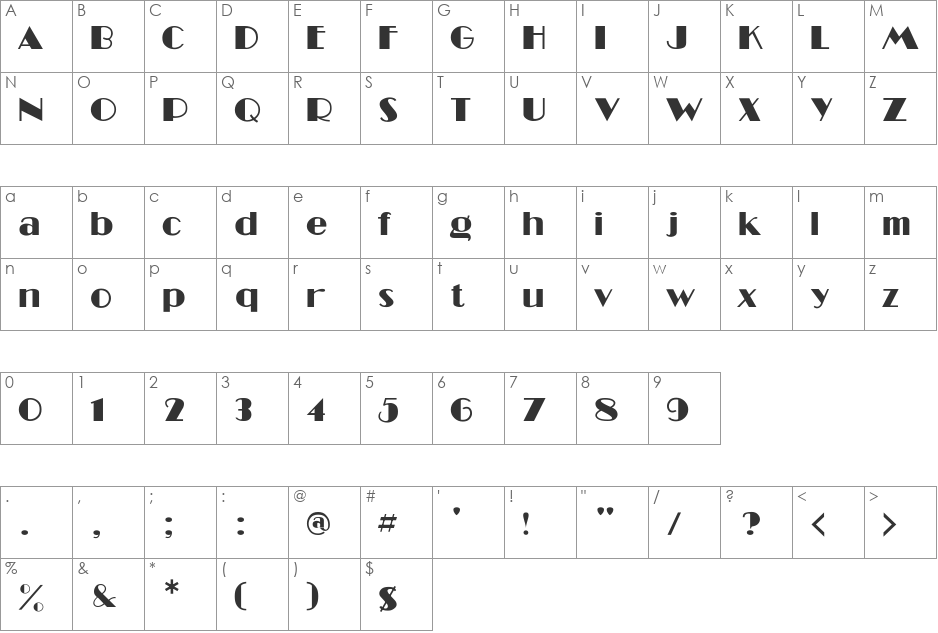 SouthBeache font character map preview