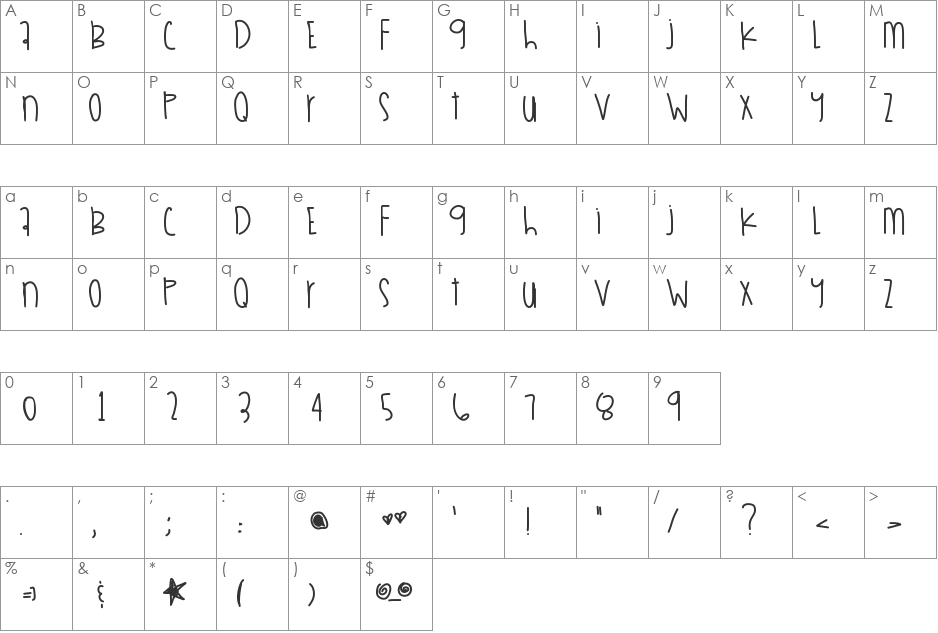 SouthBeaches9 font character map preview