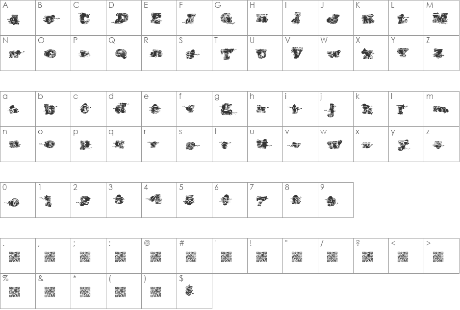 SouthernRiots font character map preview