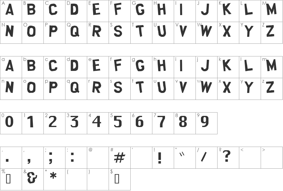 southpark font character map preview