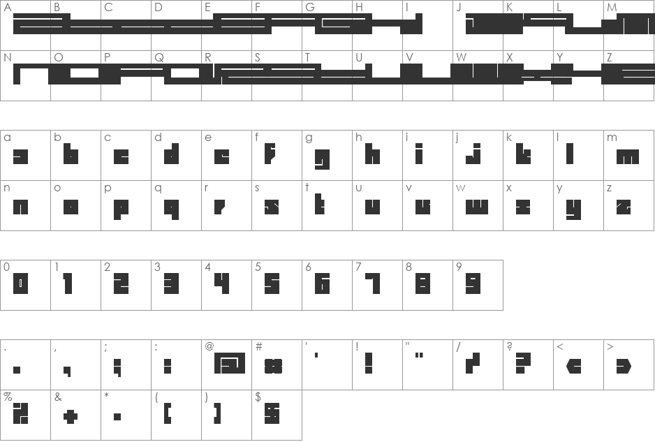 BD BillDing font character map preview