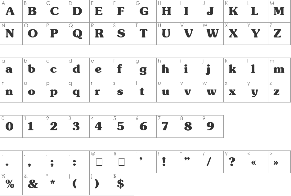 Souvenir_Bold font character map preview