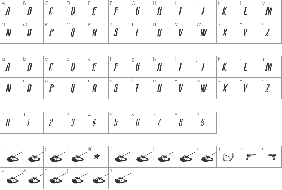 Soviet Style font character map preview