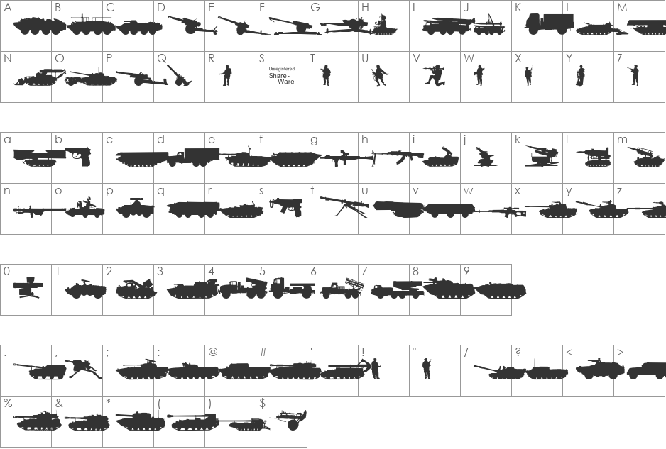 Soviet-Kit font character map preview