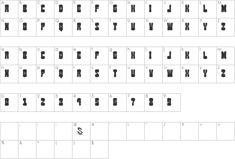 Soy Sauce Junky__G font character map preview
