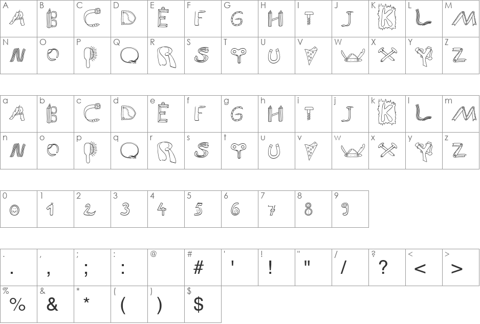 SP Anlaut9 DB font character map preview
