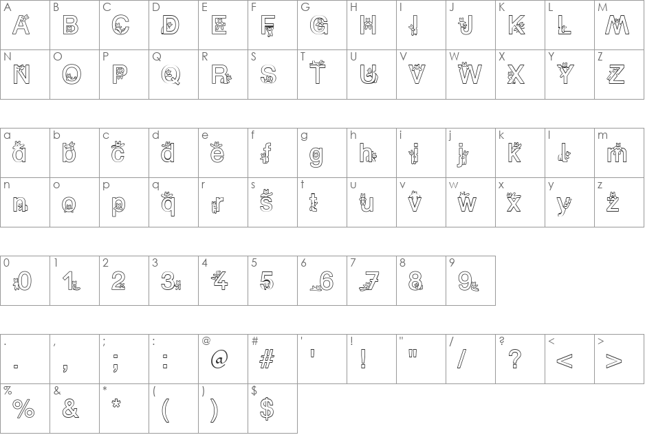 SP Bear DB font character map preview