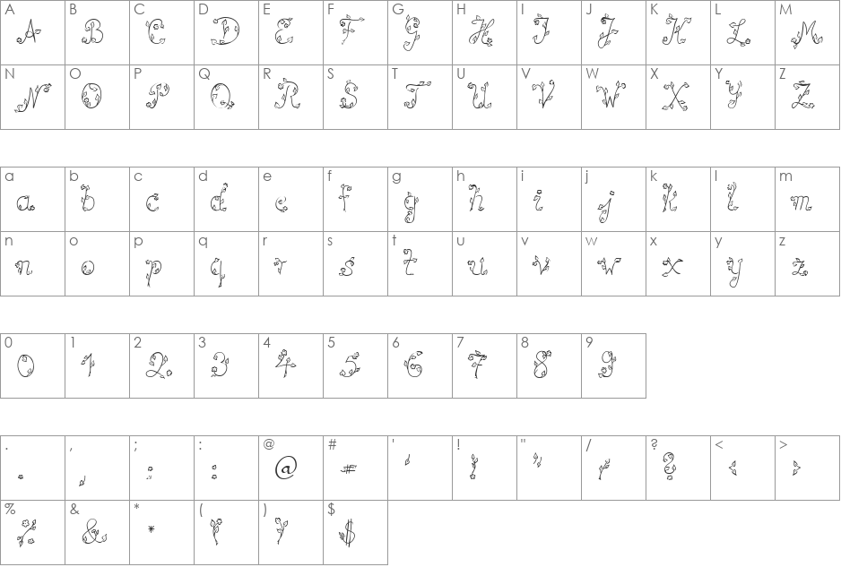 SP Blume DB font character map preview