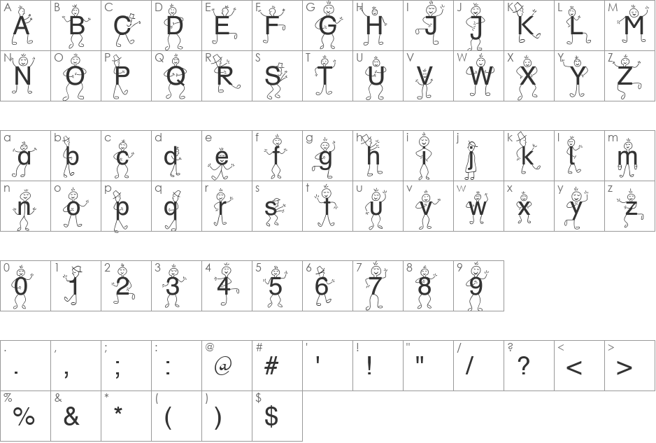 SP DR BY 3 DB font character map preview
