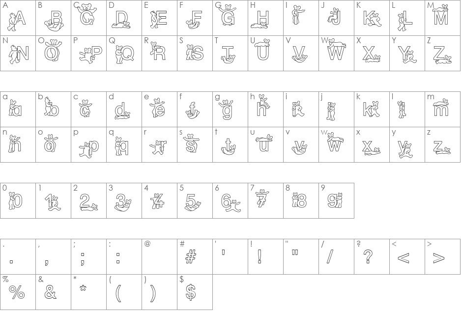 SP DR HH 2 DB font character map preview