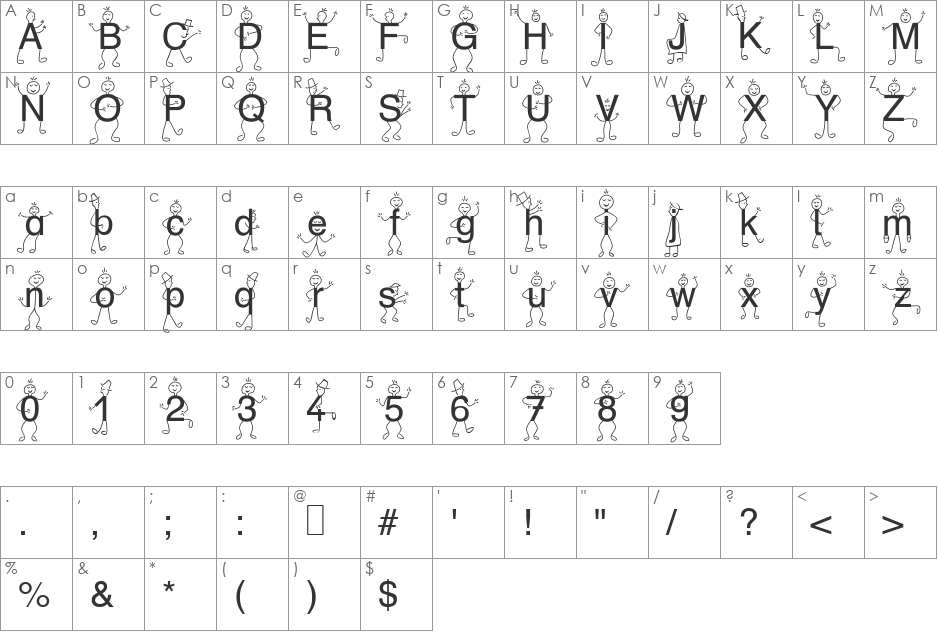 SP DR HH 3 font character map preview
