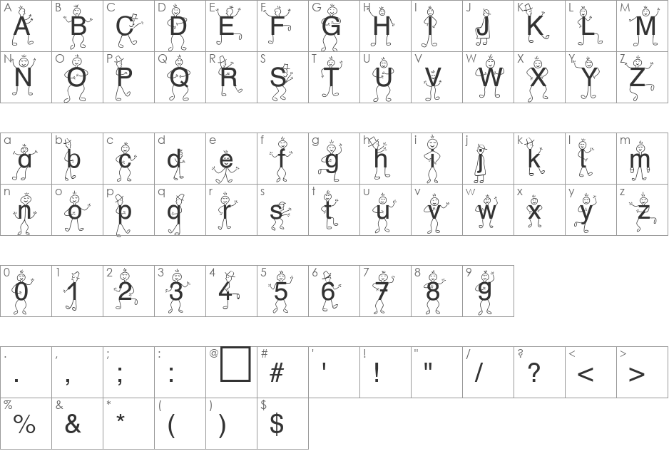 SP DR HH 3 DB font character map preview