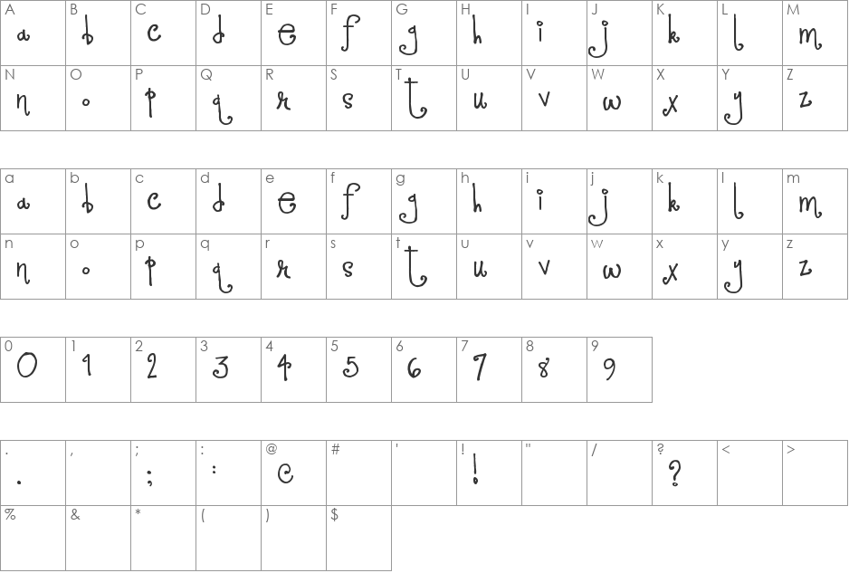 SP LOVE LIFE font character map preview