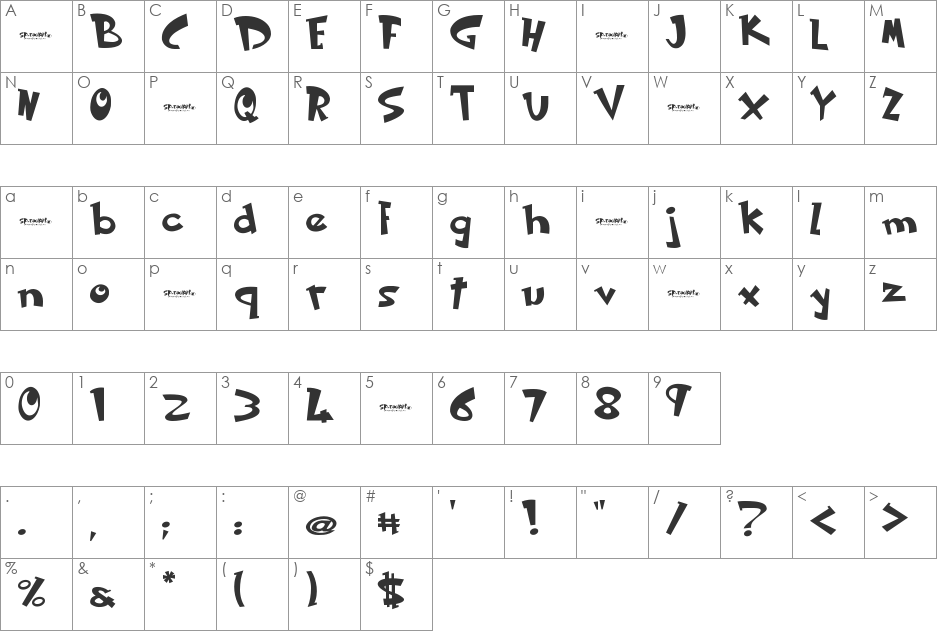 SP-rocket font character map preview