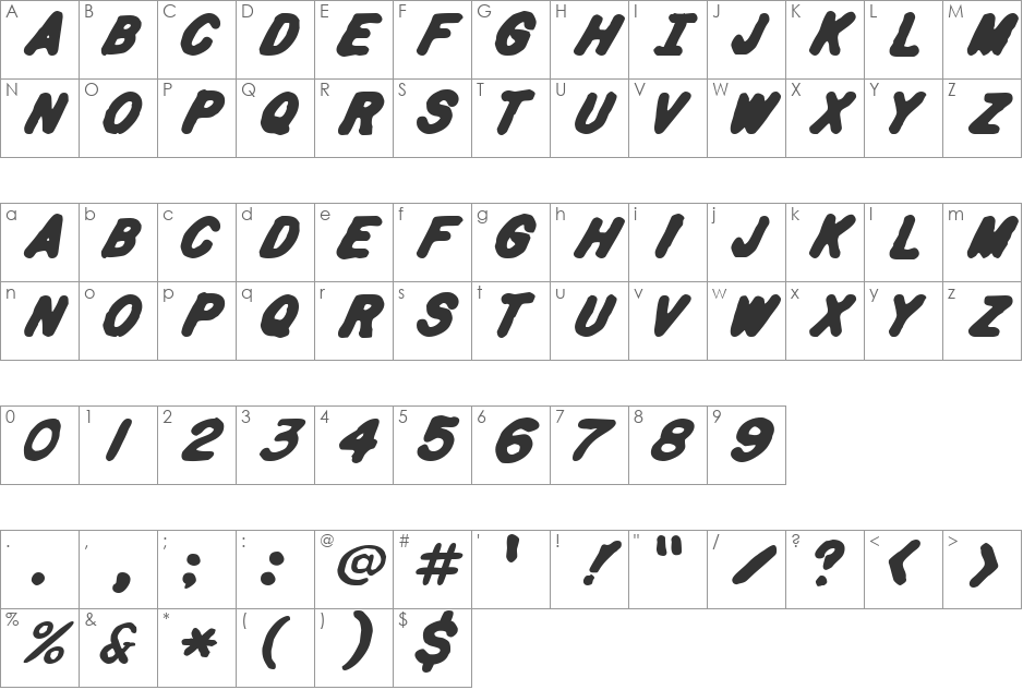 Spa Fon! font character map preview