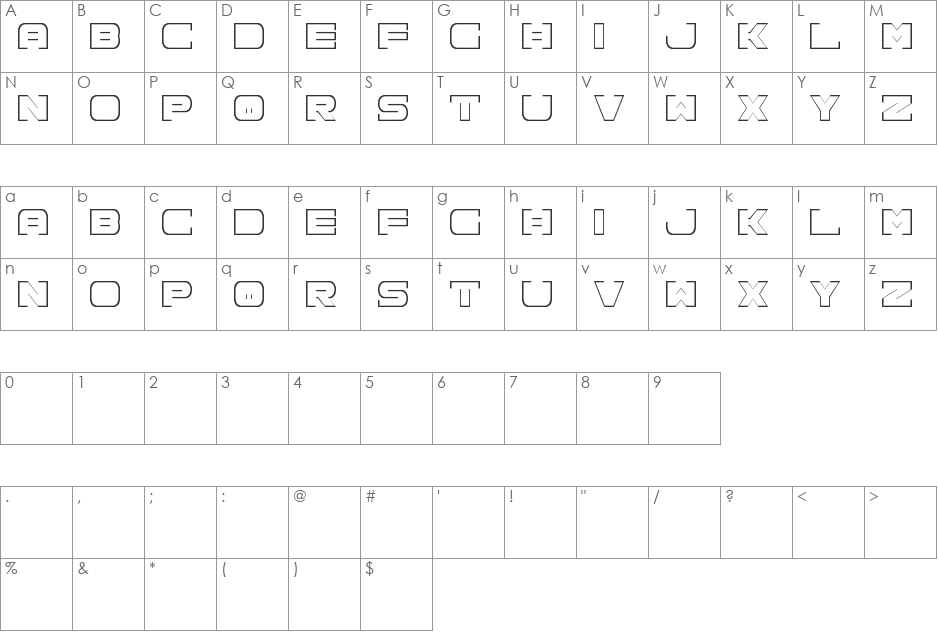 Spac3 neon font character map preview