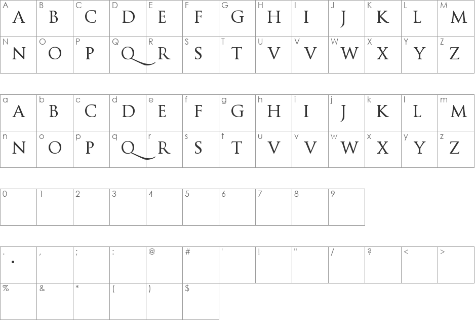 Space and Astronomy font character map preview