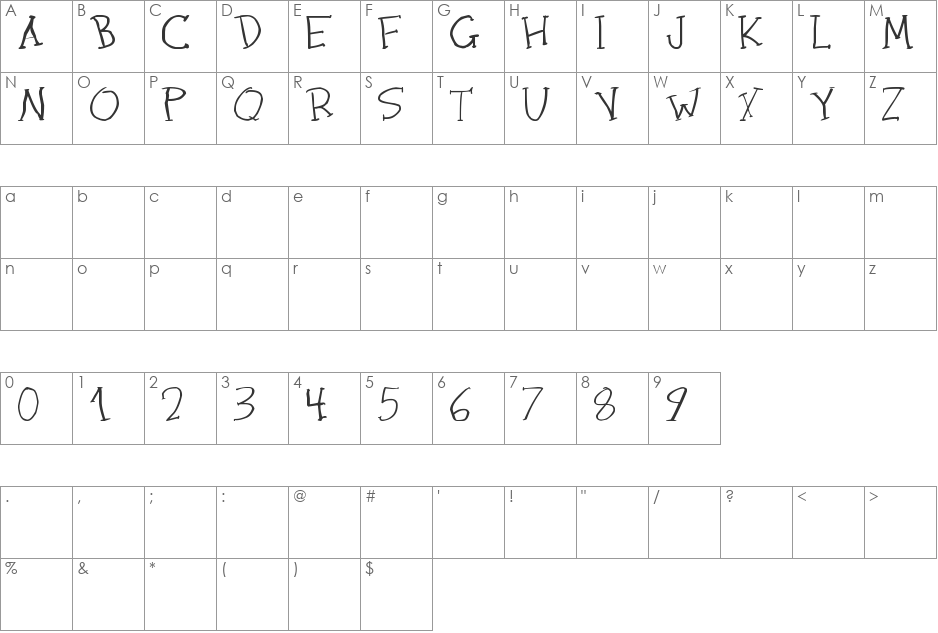 Space Cadet Glow font character map preview