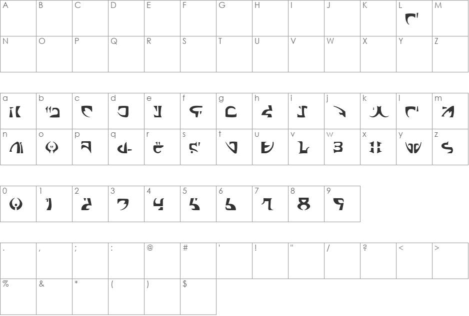 Space Encounter font character map preview