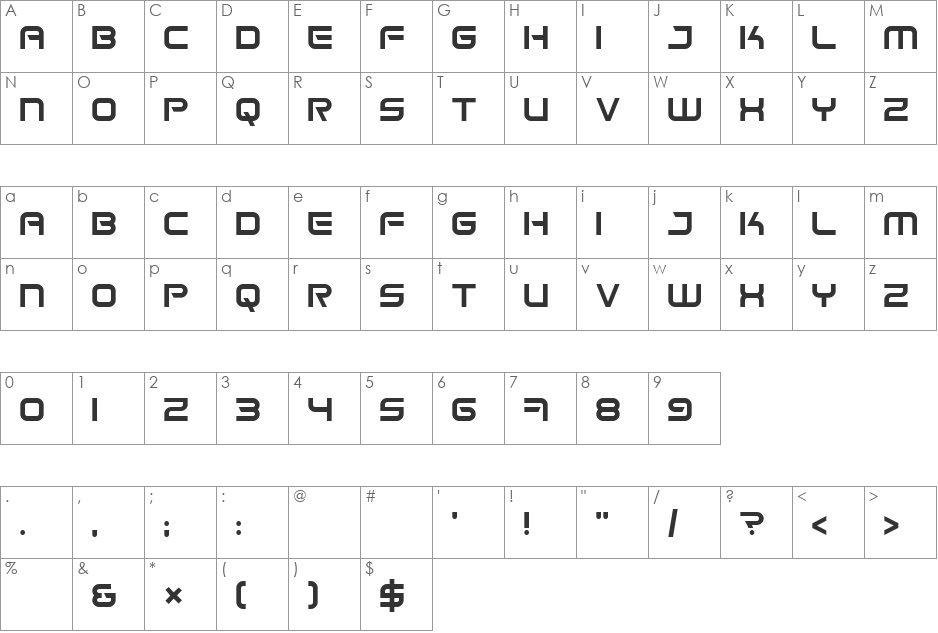 Space Frigate font character map preview