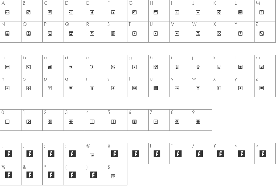 space game icons font character map preview
