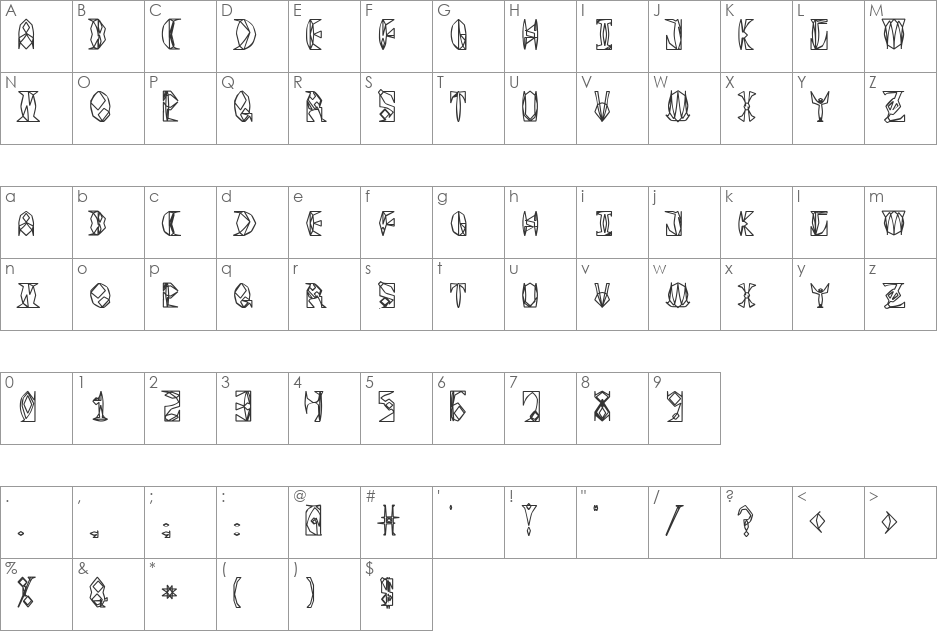 Space Gimboid font character map preview