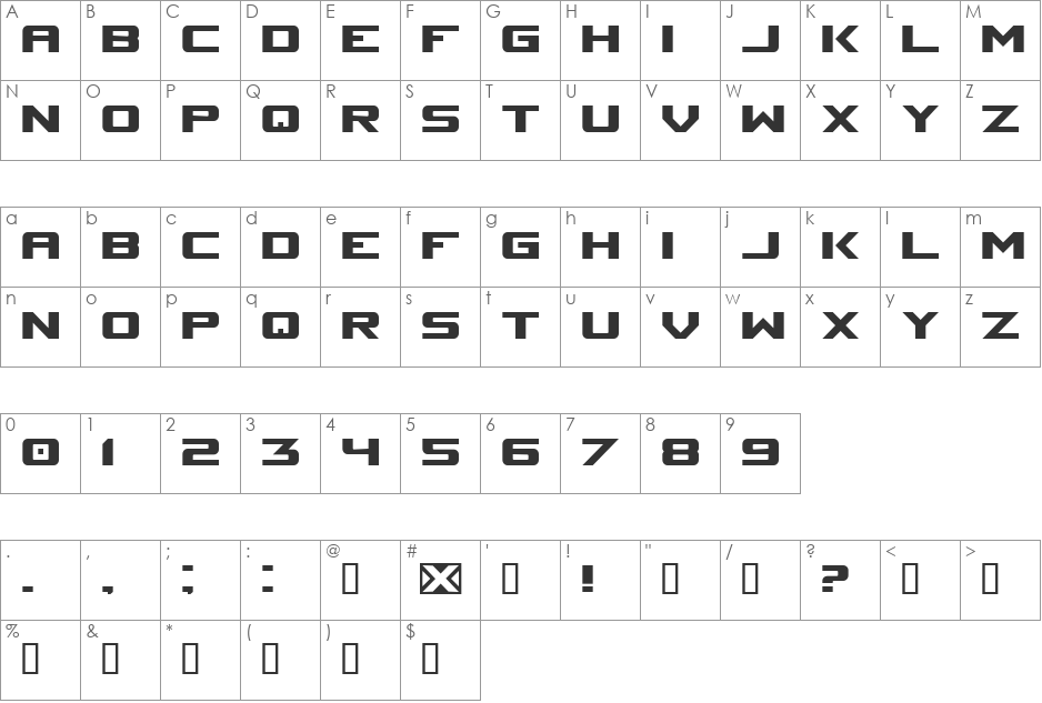 Space Marine font character map preview
