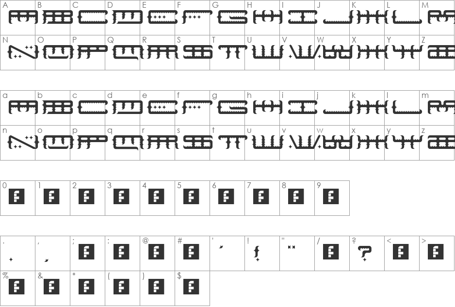 Space Odin font character map preview