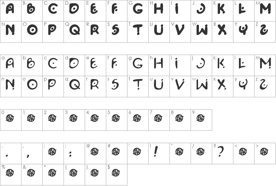 Space Pontiff font character map preview