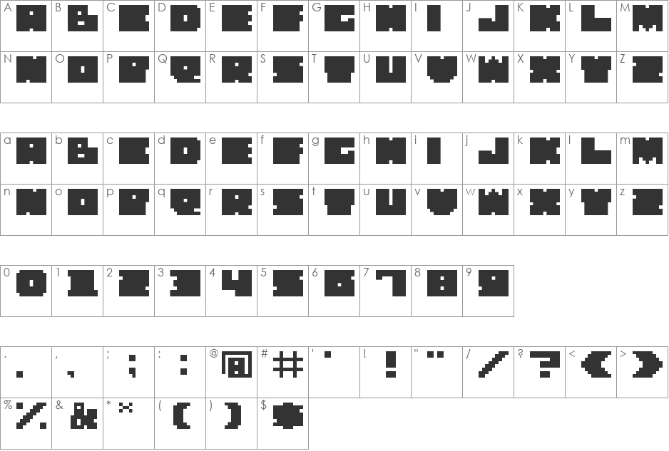 Space Take font character map preview