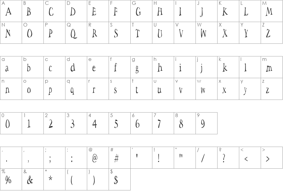 Space Woozies font character map preview